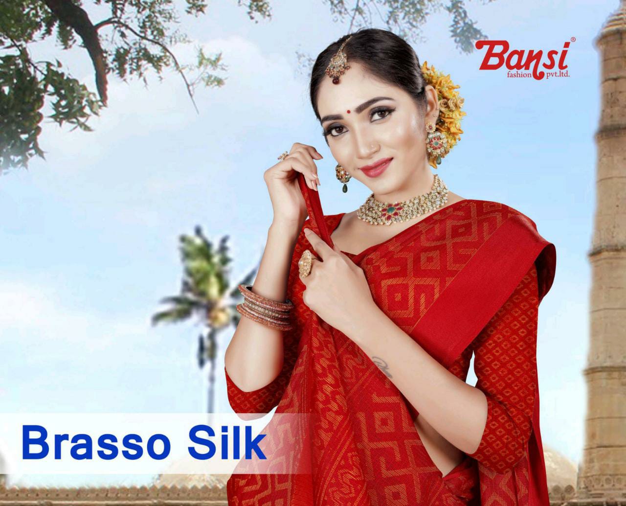 Bansi Fashion Brasso Silk 9801-9808 Series Brasso Fancy Saris Wholesaler