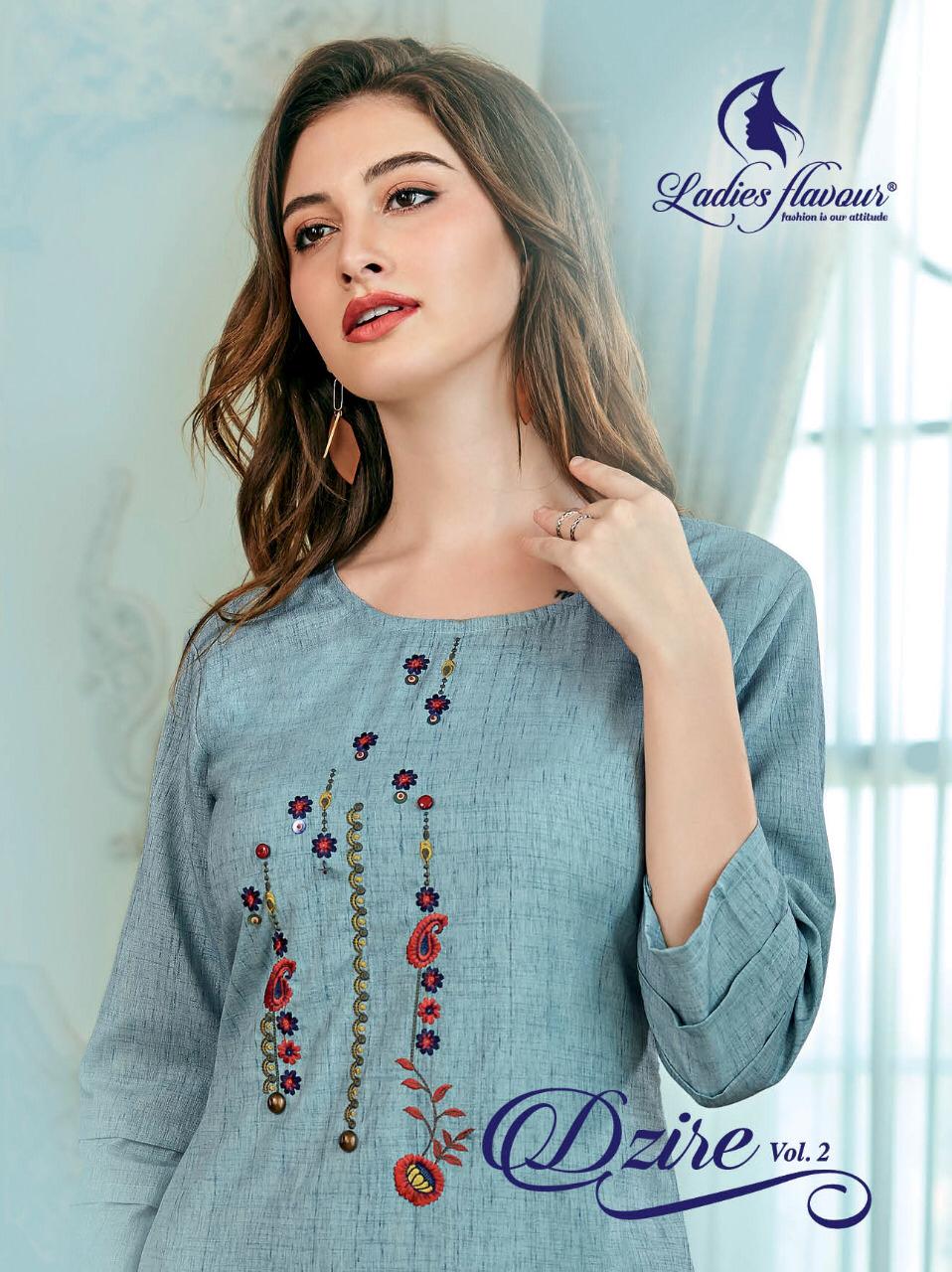 Dzire Vol 2 By Ladies Flavour Rayon Kurti With Bottom Wholesaler