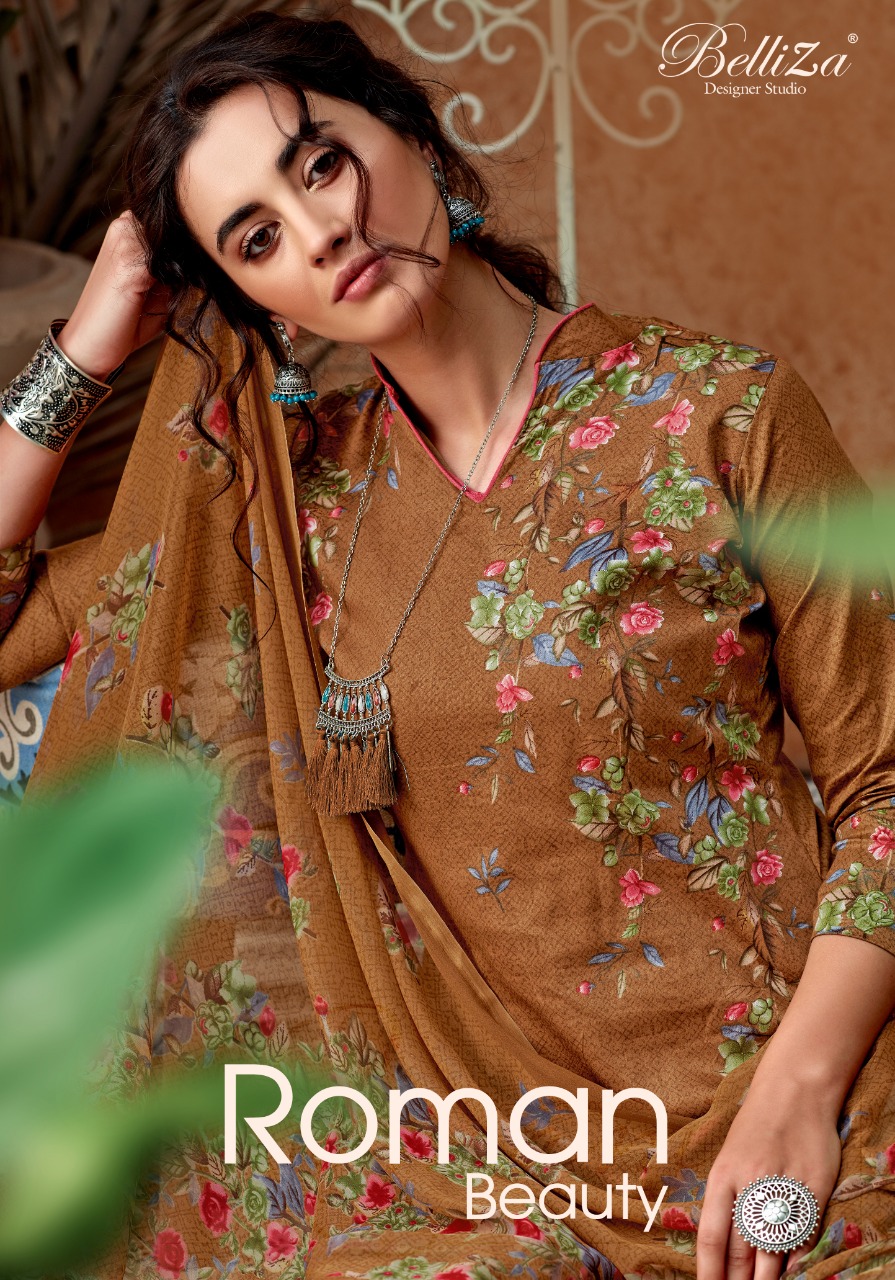 Belliza Roman Beauty Jam Silk Digital Printed Dress Materials Designs