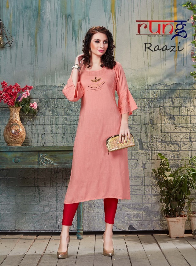 Rung Present Raazi Rayon Slub Casual Wear Kurti Online Store Surat