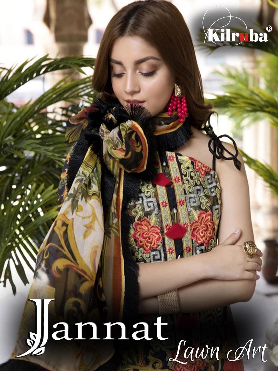 Jannat Lawn Art By Kilruba Cambric Cotton Pakistani Suits Designs