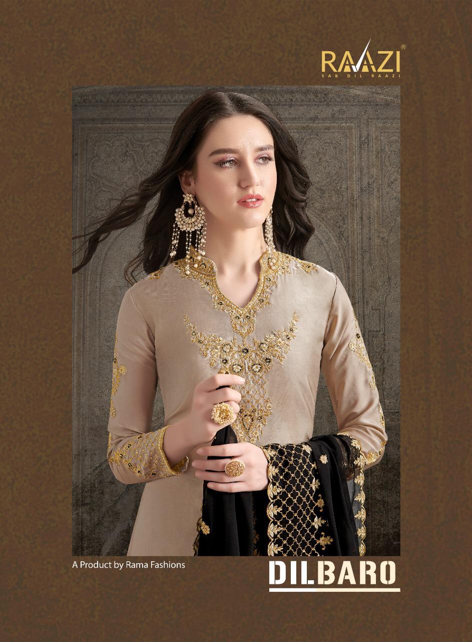 Rama Raazi Present Dilbaro Satin Palazzo Style Salwar Kameez With Embroidery