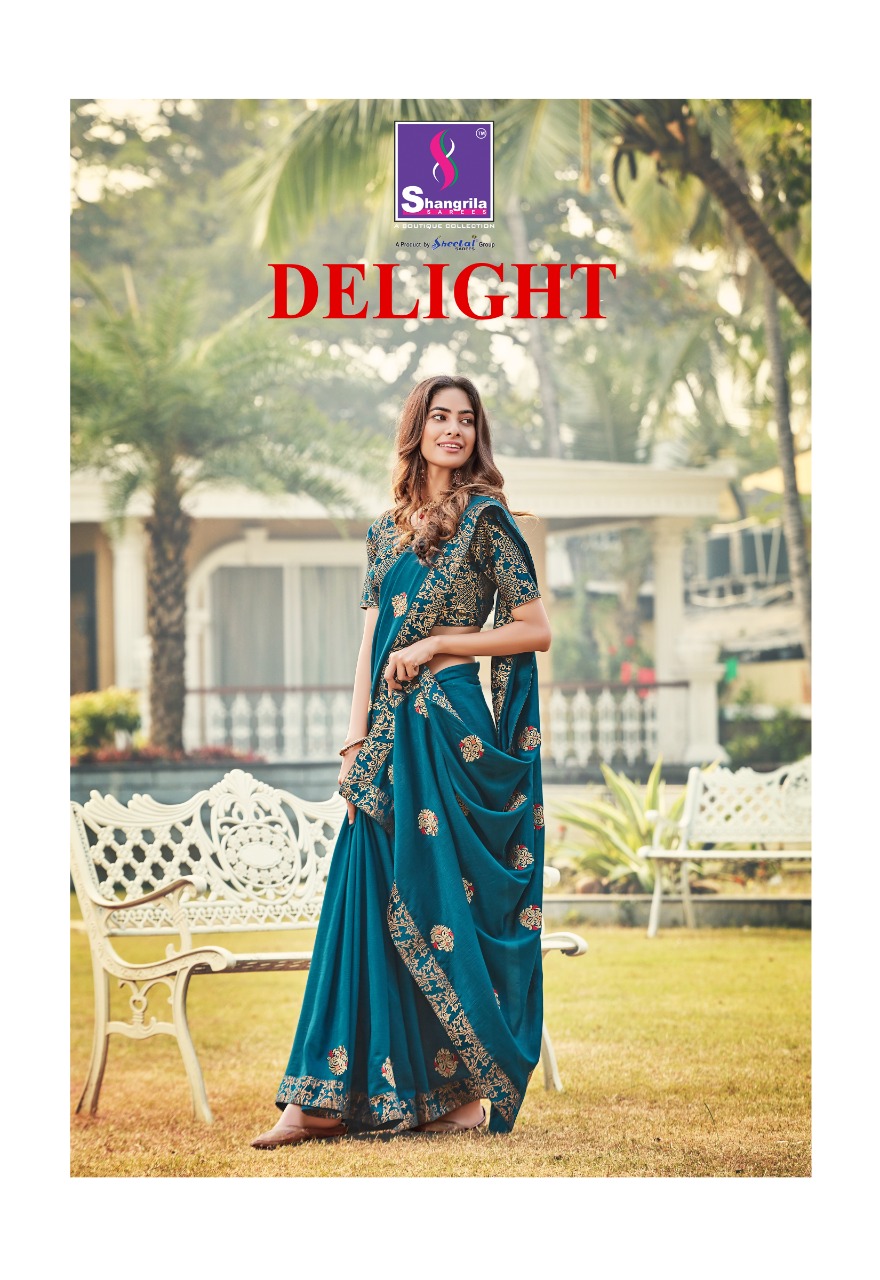 Shangrila Delight Silk Designer Saree With Meena Work Embroidery Concept