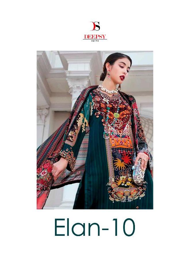 Deepsy Elan Vol 10 Satin Silk Digital Printed Embroidery Pakistani Dress Materials