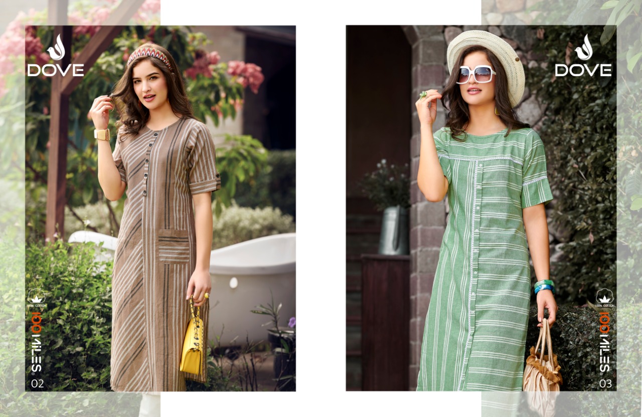 100 Miles Dove Cotton Fancy Designer Kurtis Seller In Surat Market