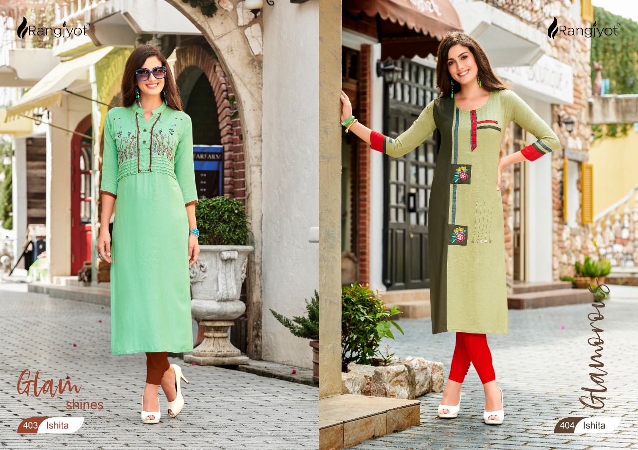 Rangjyot Ishita Vol 4 Long Ladies Kurtis Collection At Best Rates Online