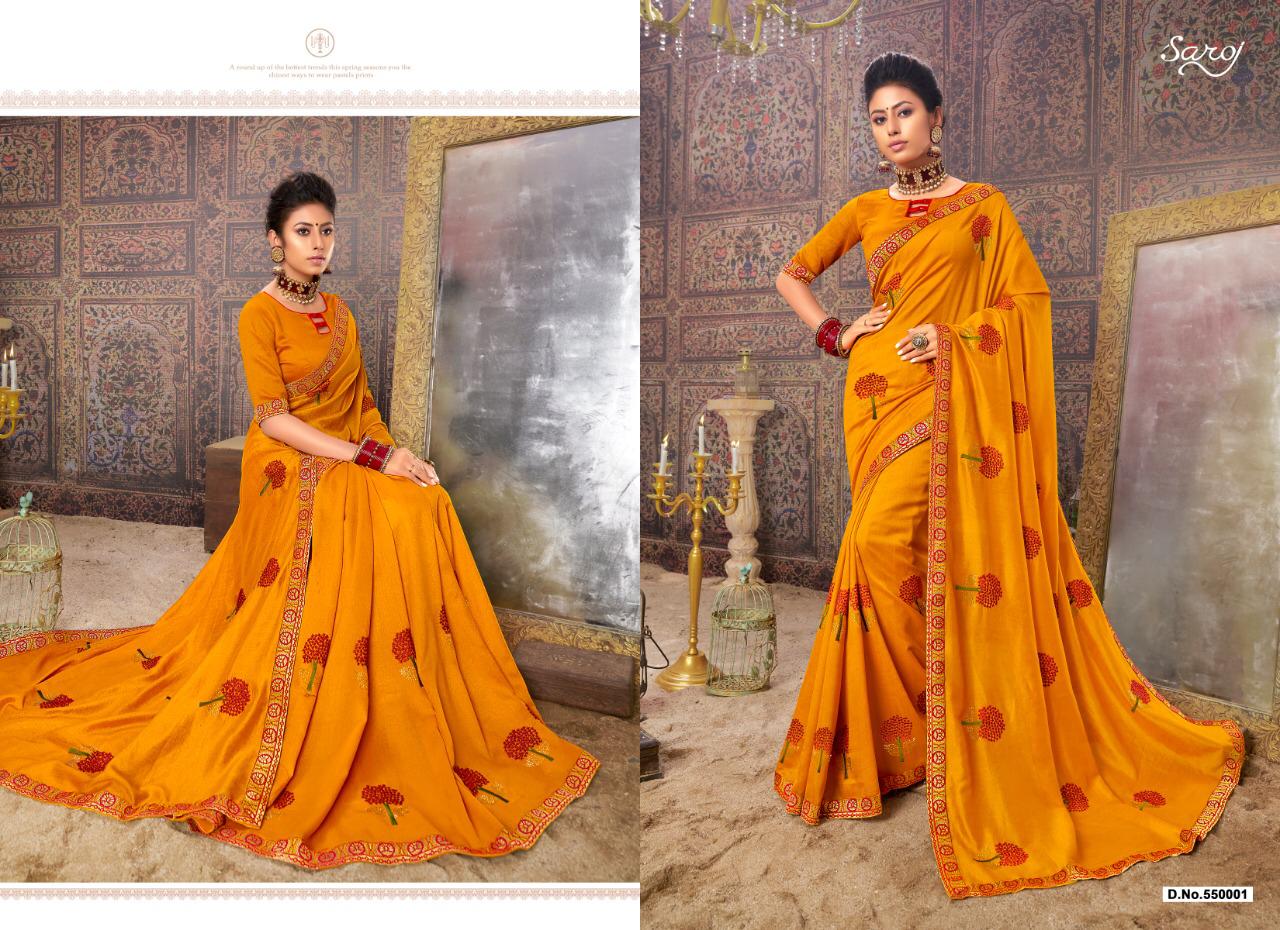 Saroj Spicy Look Silk Embroidered Saris Catalog Buy Online Shopping