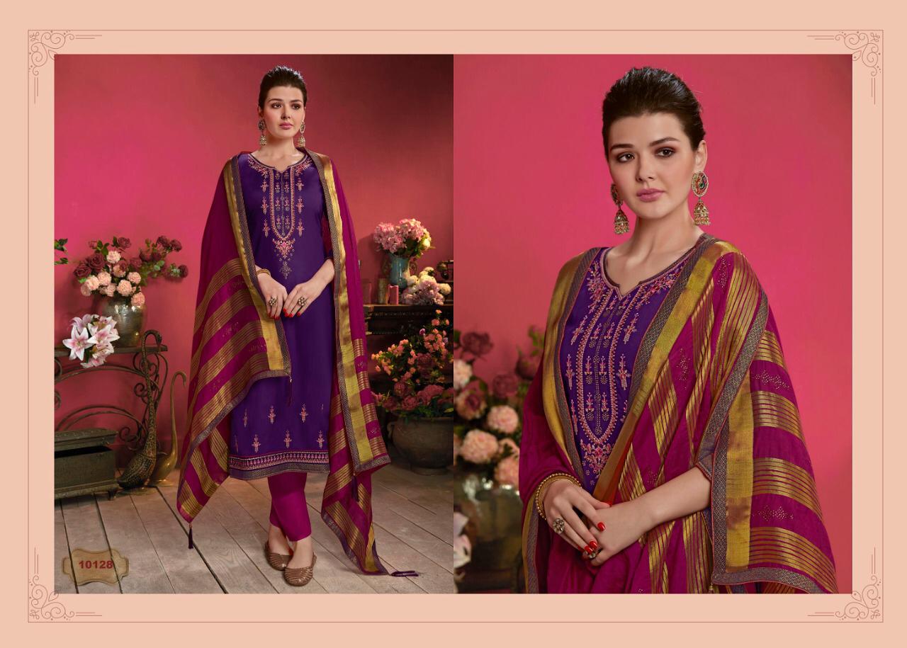 Ramaiya Malhar Jam Silk Embroidery Dress Materials Wholesaler