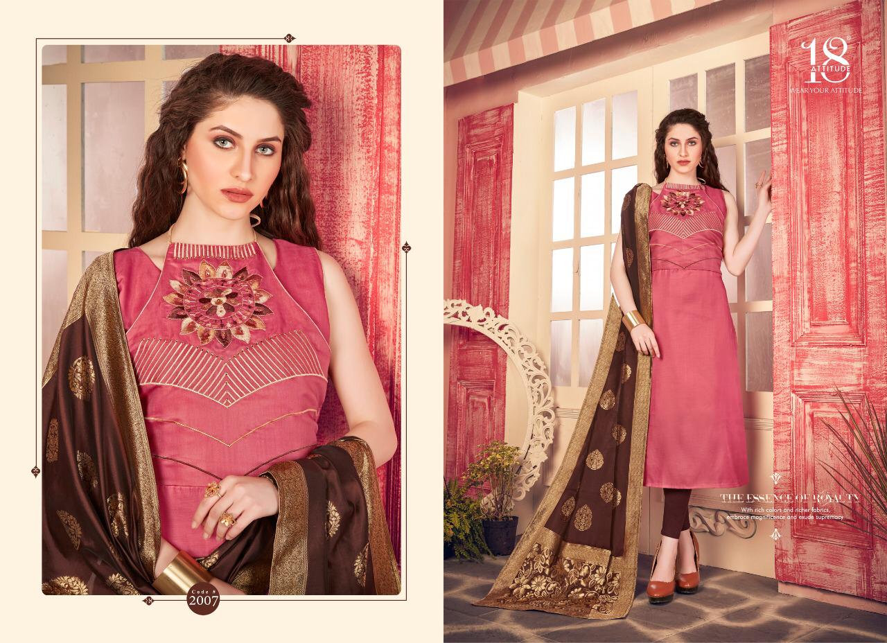 Odhni Vol 2 By 18 Attitude Linen Satin Designer Kurti With Dupatta Collection