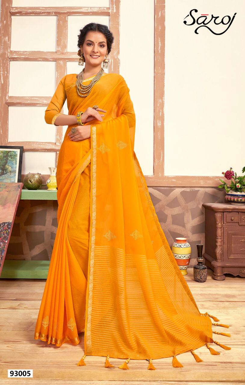 Saroj Mahi Chiffon With Swarovski Work Designer Fancy Saree Wholesaler