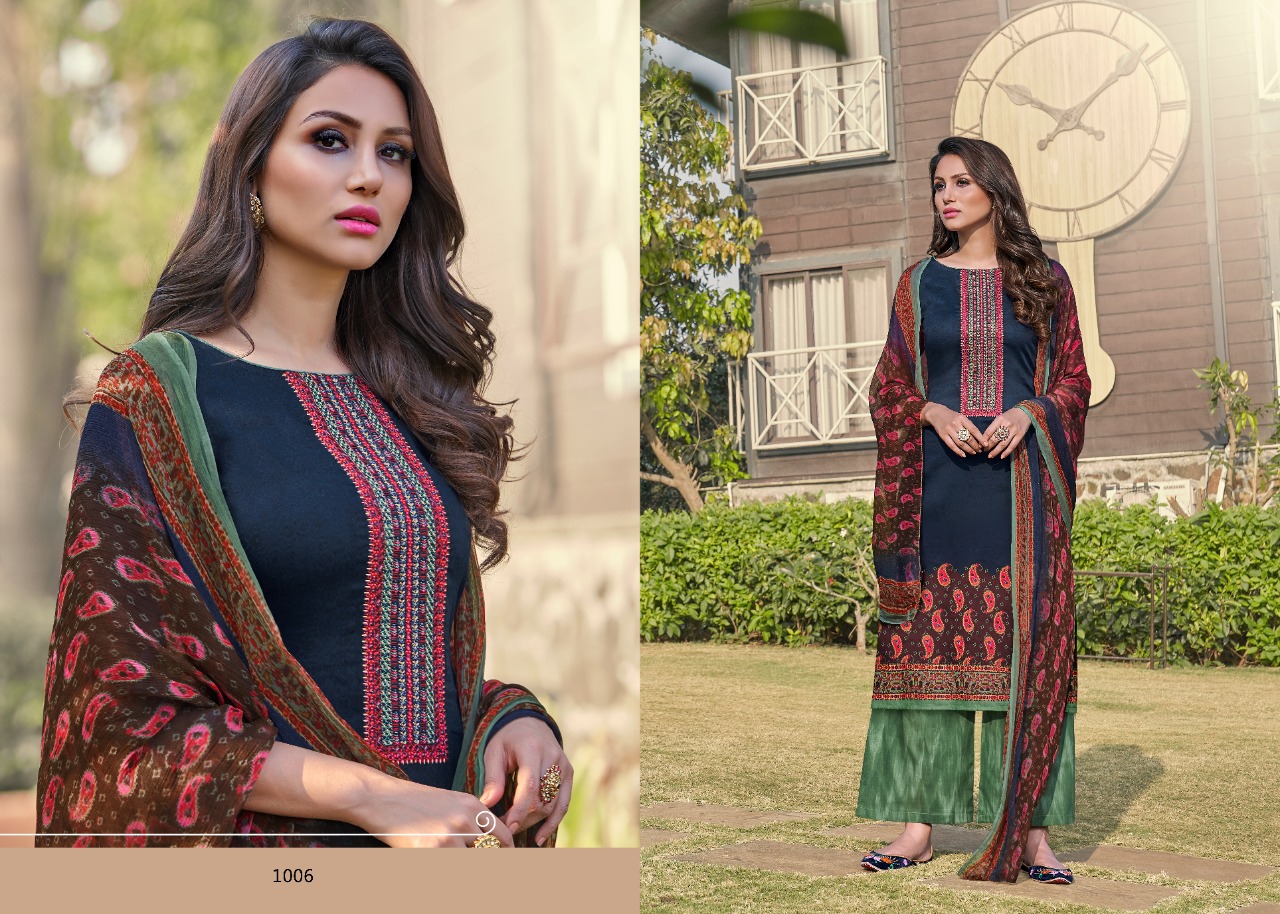 7 Clouds Present Morpankh Pure Jam Printed Embroidery Designer Salwar Kameez