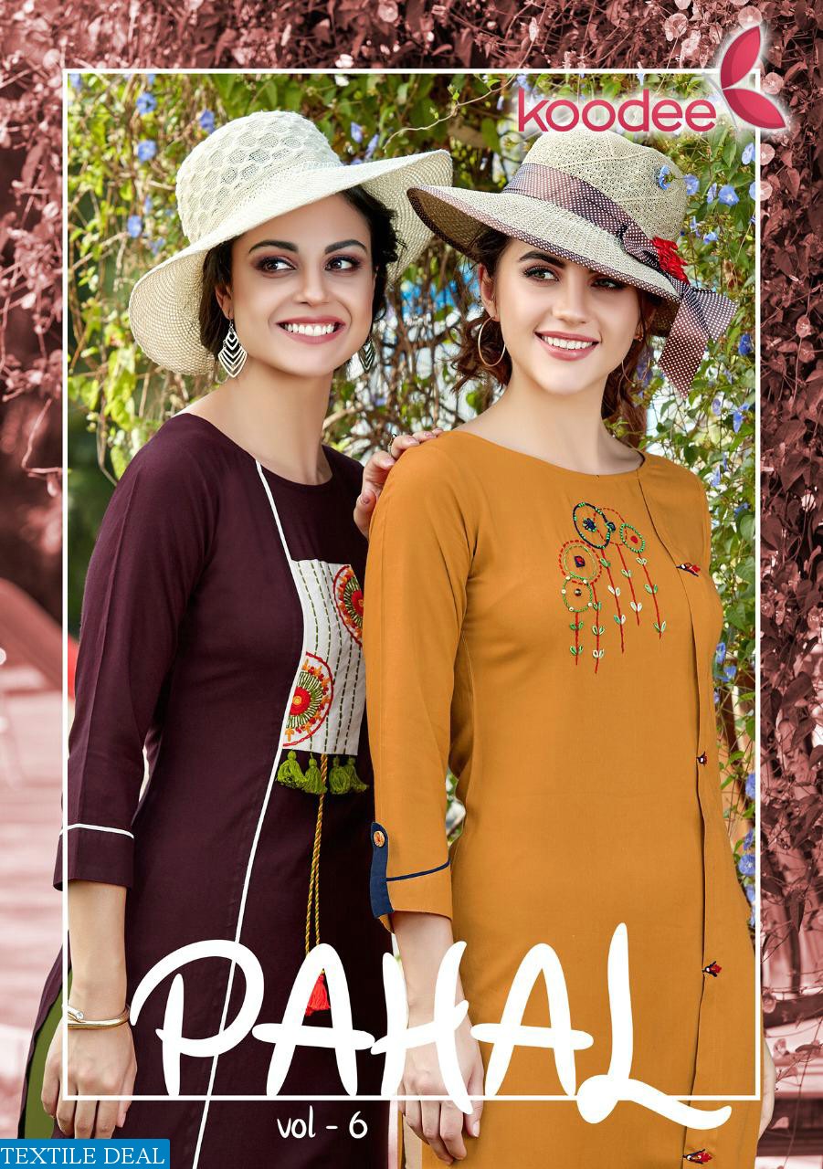 Pahal Vol 6 By Koodee Rayon Handwork Long Formal Wear Kurti Seller