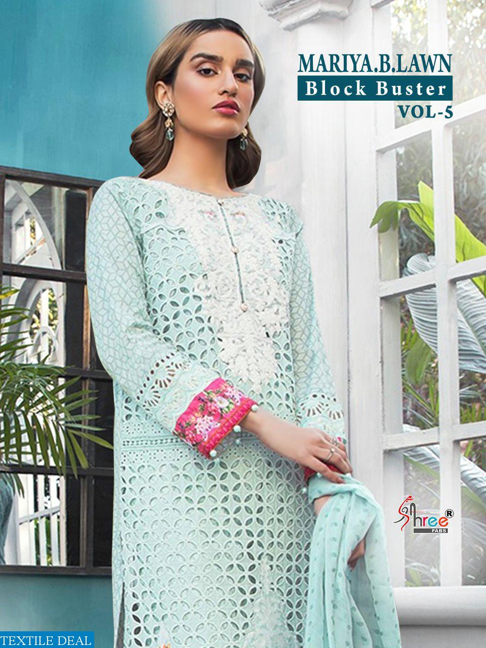 Mariya B Lawn Block Buster Vol 5 By Shree Fabs Cotton Sifly Work Pakistani Suits