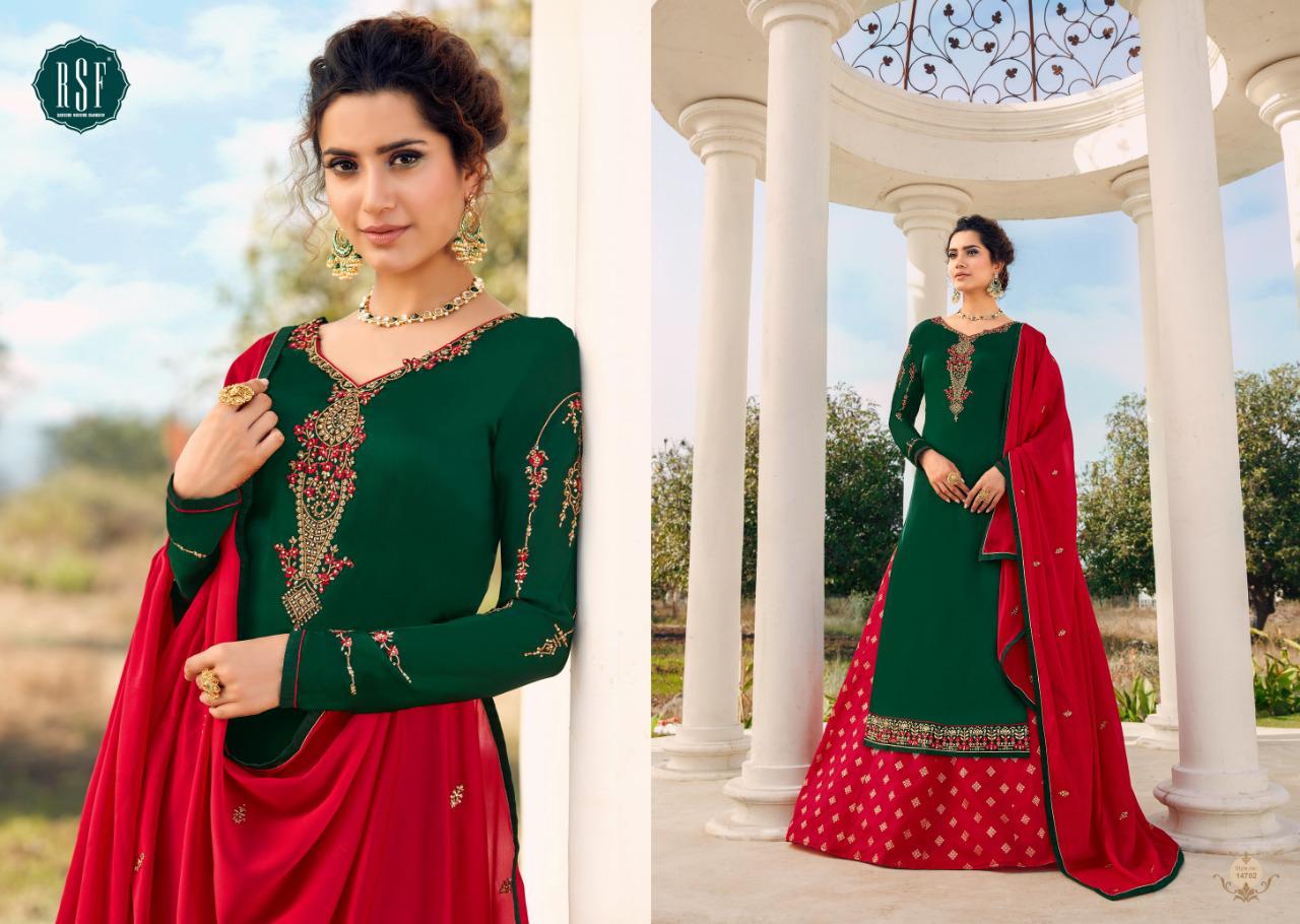 Shahina Vol 3 By Rsf Satin Georgette With Jacquard Ghaghra Style Suits Designs