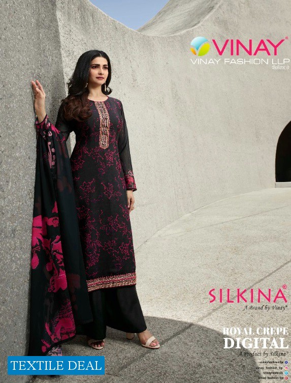 Vinay Silkina Royal Crape Digital 12301-12307 Series Designer Salwar Kameez