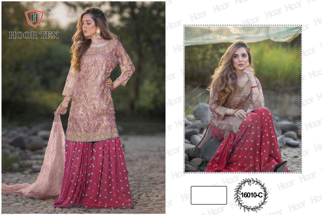 Hoor Tex Nafiza Color Gold Vol 14 Net Embroidery Pakistani Salwar Suit