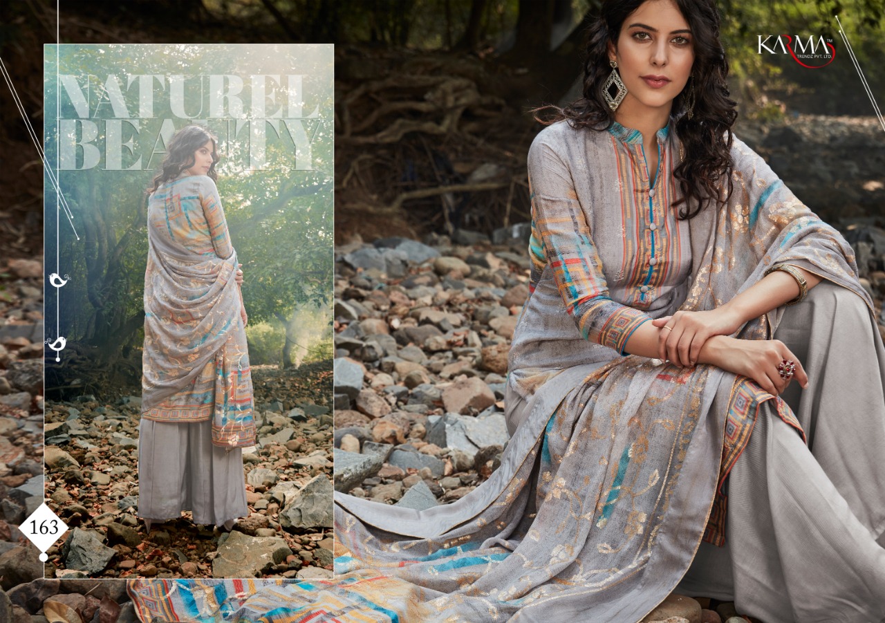 Karma Riwaaz 160-165 Series Muslin Silk Fancy Suits Designs Collection