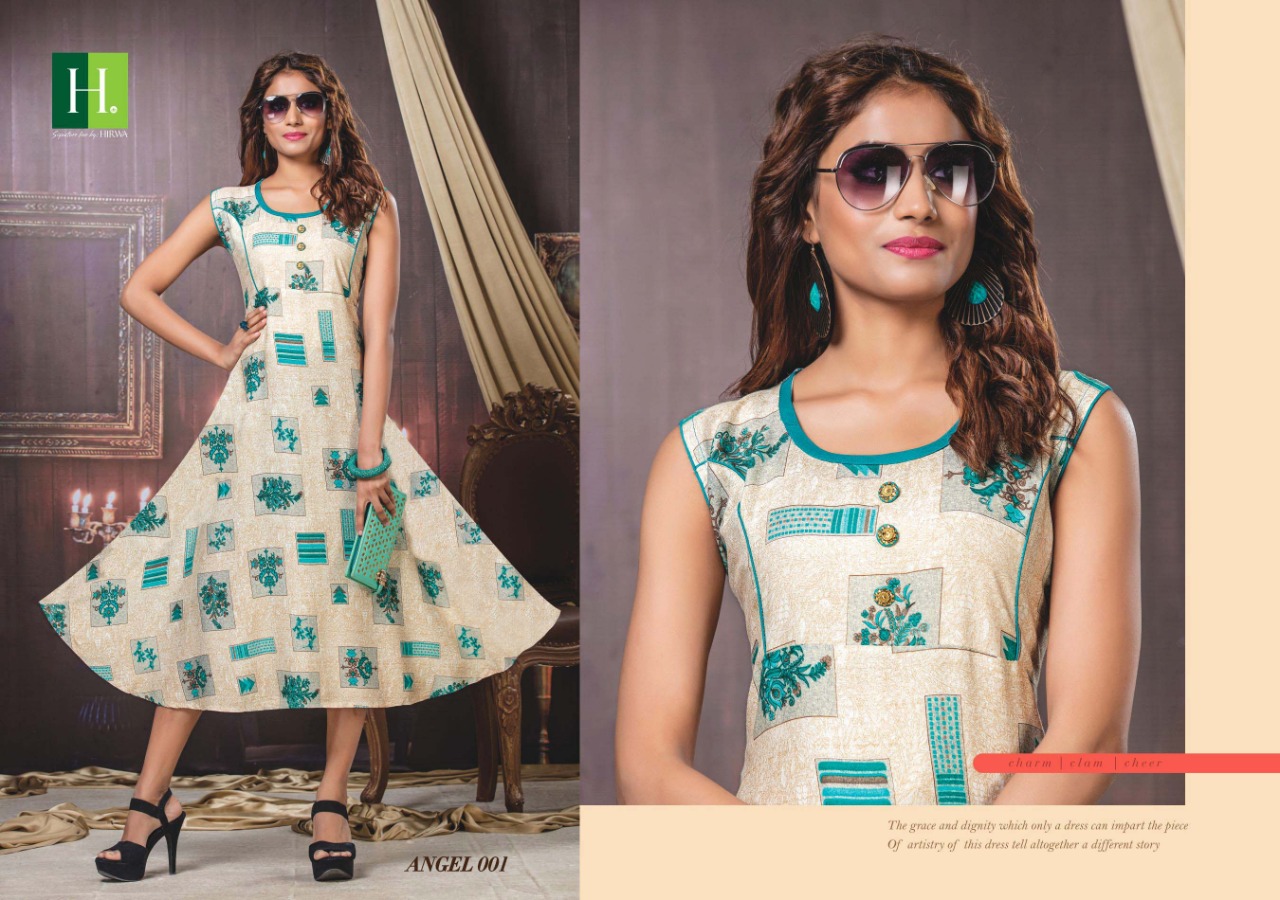 Angel Vol 2 By Hirwa Rayon Anarkali Stylish Fancy Kurti Wholesaler