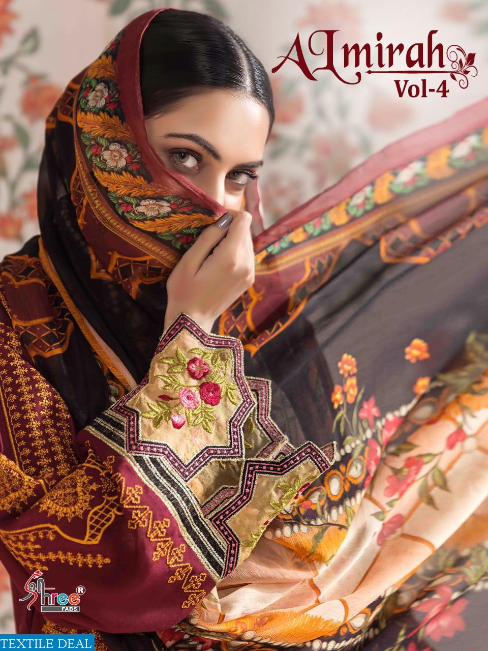 Almirah Vol 4 By Shree Fabs Jam Cotton Embroidery Pakistani Suits Collection