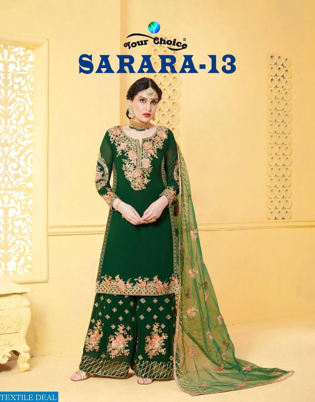 Your Choice Sarara Vol 13 Georgette Embroidery Sharara Stylish Suits Collection