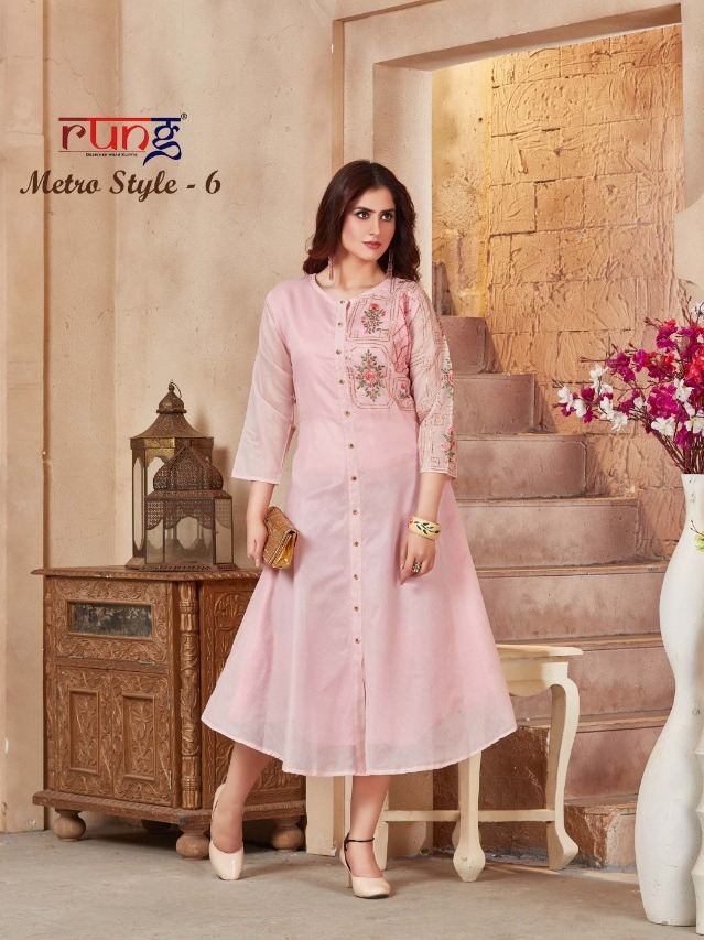 Metro Style Vol 6 By Rung Designer Party Wear Fancy Kurti Collection