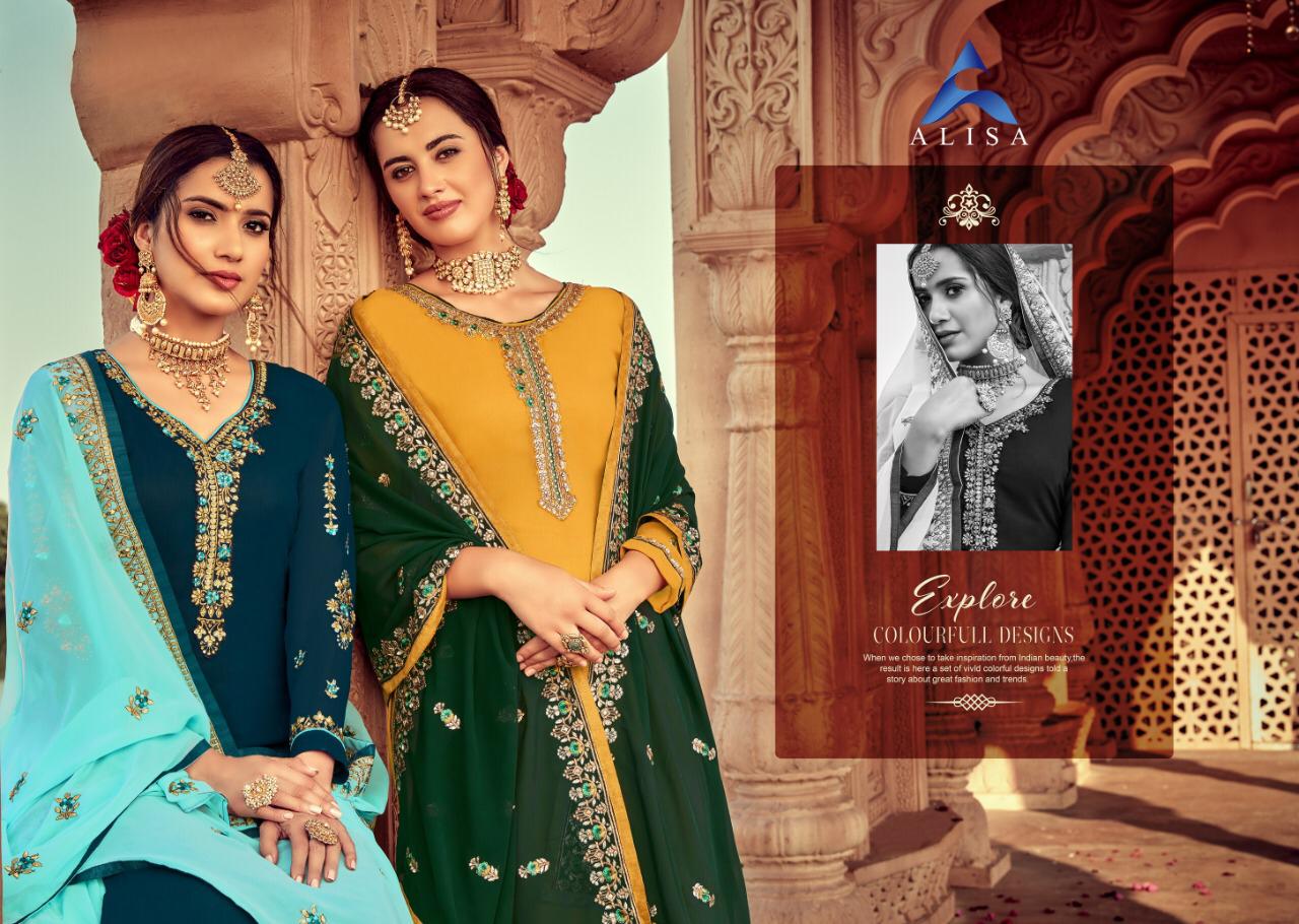 Kiara Vol 2 By Alisa Satin Georgette Long Suit With Ghaghra Style Concept