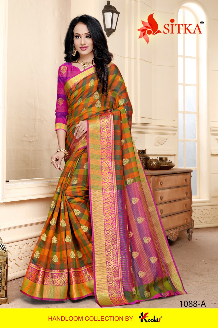 Air Hostess 1088 By Sitka Handloom Cotton Silk Saree