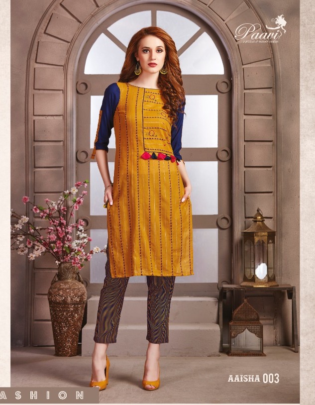 Aaisha By Paavi Cotton Rayon Kurti With Pant Seller