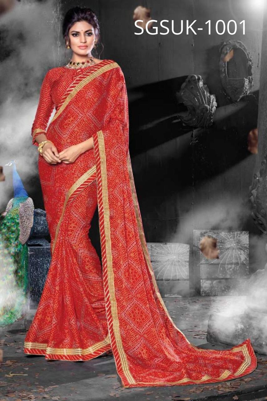 Sangam Sukanya Chiffon Bandhej Fancy Saree