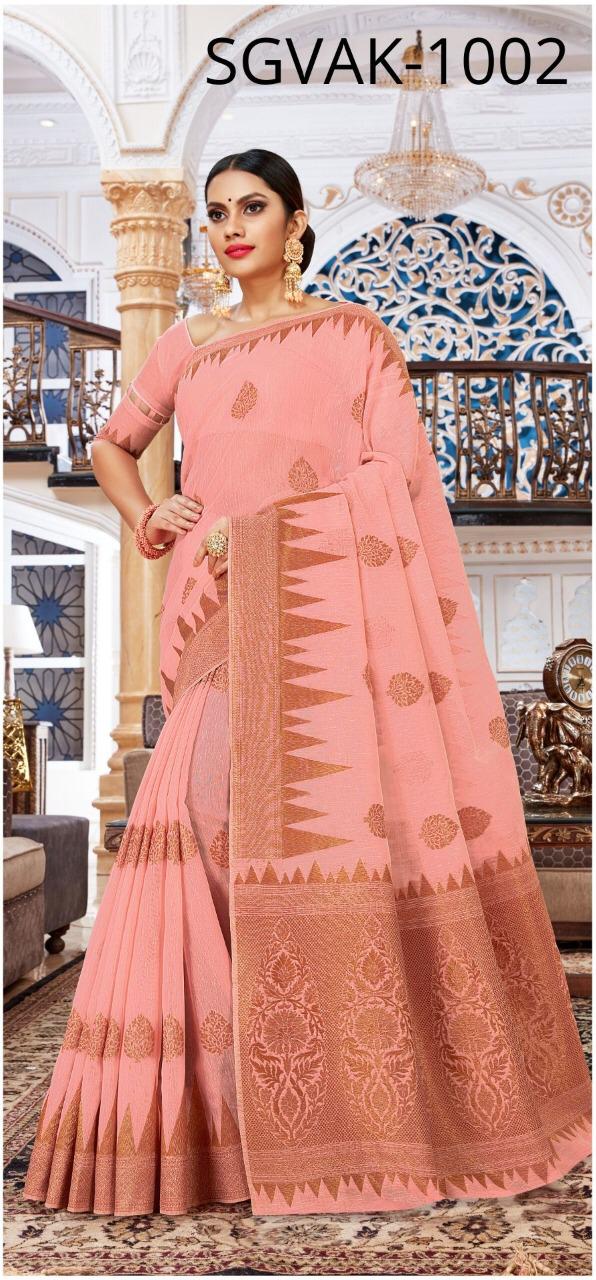 Sangam Vallam Kali Linen Cotton Designer Saree