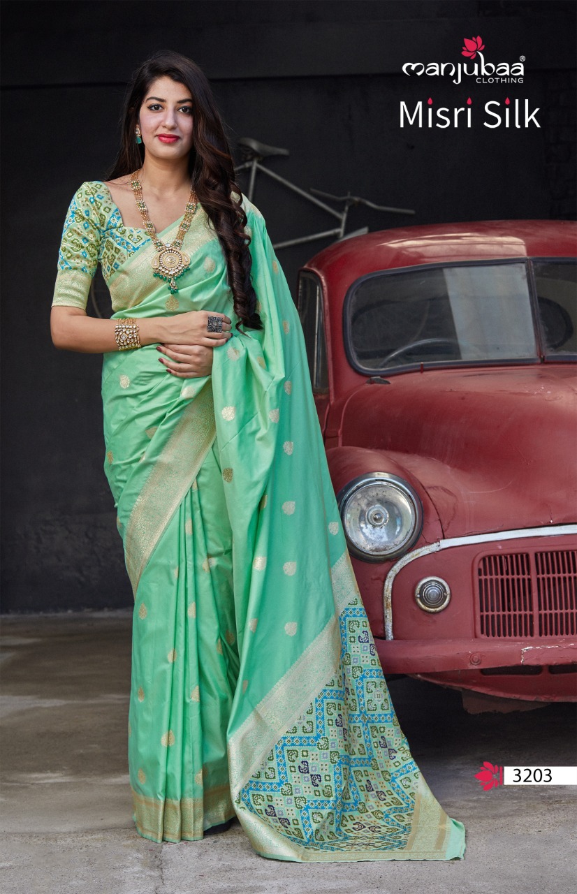 Manjubaa Clothing Misri Silk Handloom Weaving Silk With Patola Weaving Blouse Saree