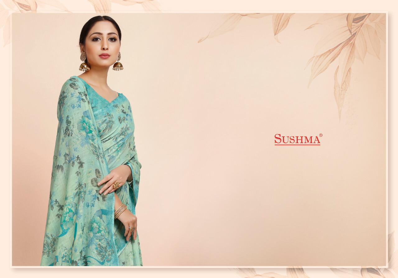 Flora Linen By Sushma Printed Linen Saree For Ladies Wear Collection