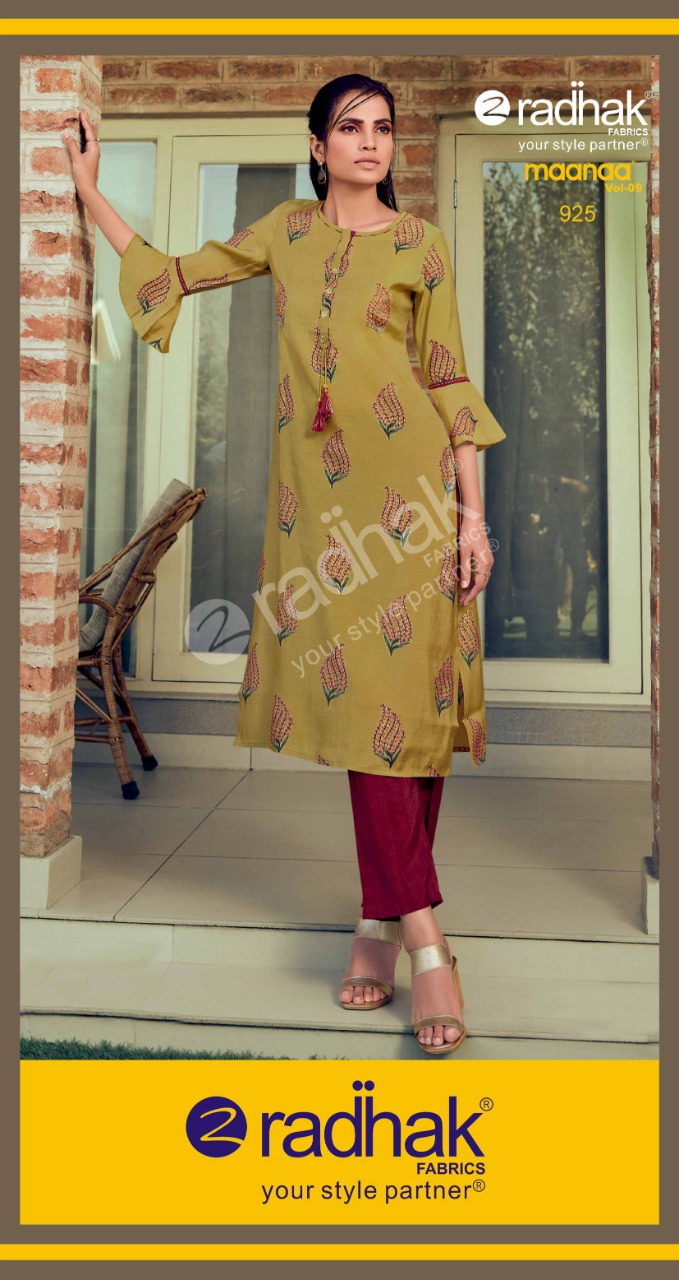 Radhak Presents Maanaa Vol 9 Fancy Pretty Look Kurti With Bottom Wholesaler In India
