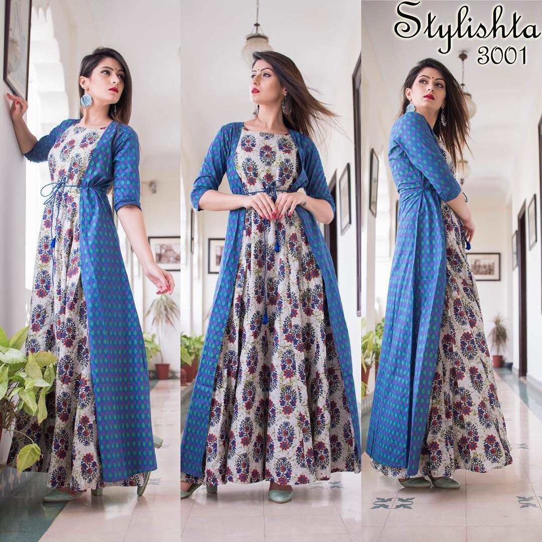 Stylishta Vol 1 Series 3001-3004 Muslin Long Gown Digital Print Kurti