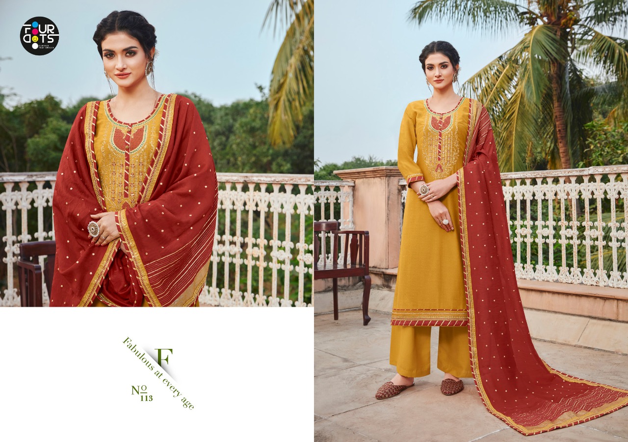 Fourdots Manjari Parampara Silk With Embroidery Work Latest Dress Materials In Surat