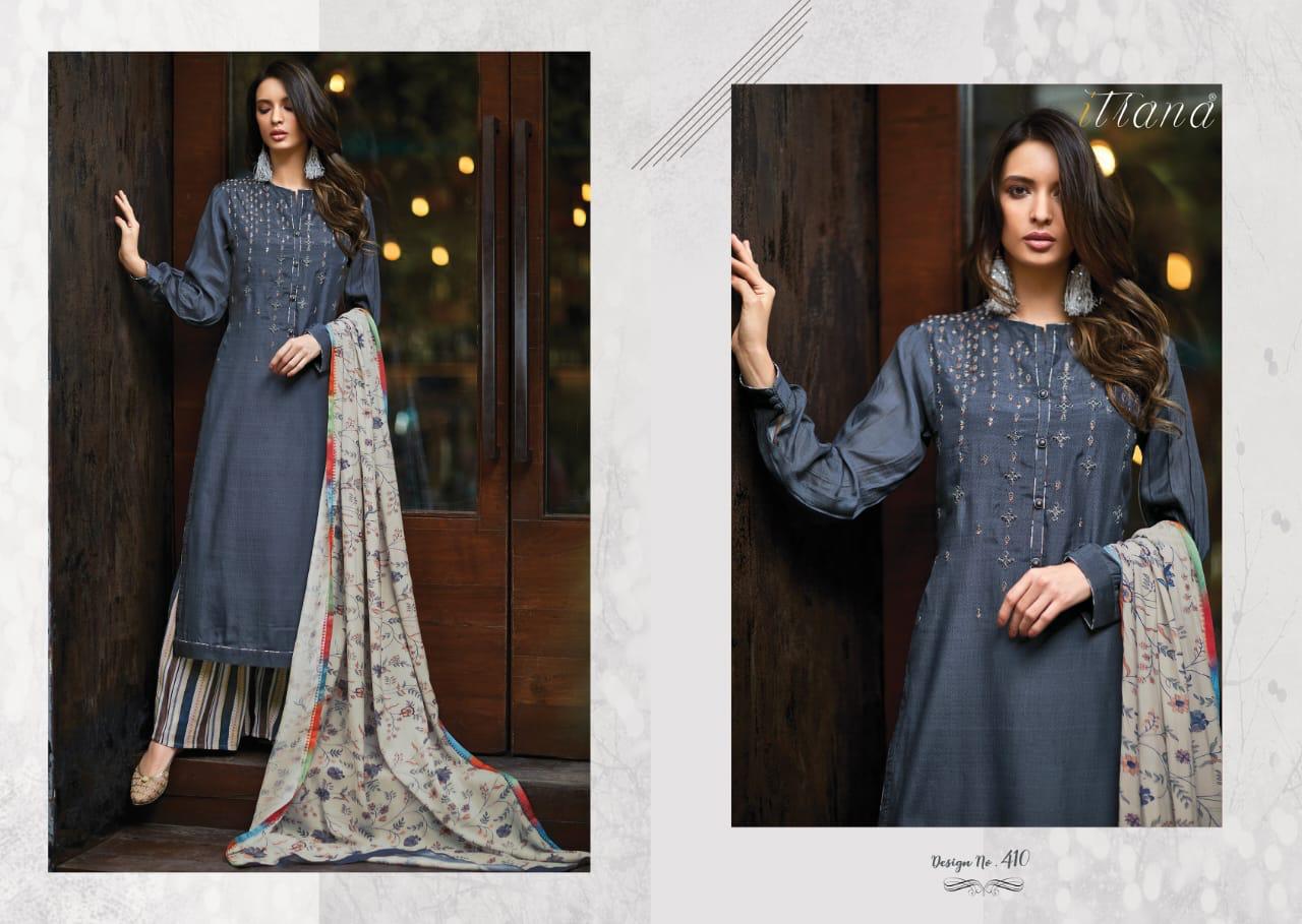 Itrana Hazel Beauty Cotton Satin Digital Print With Embroidery Work Suits