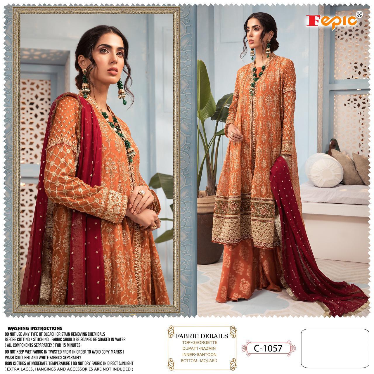 Fepic Rosemeen C-1057 Heavy Georgette Embroidery Suit