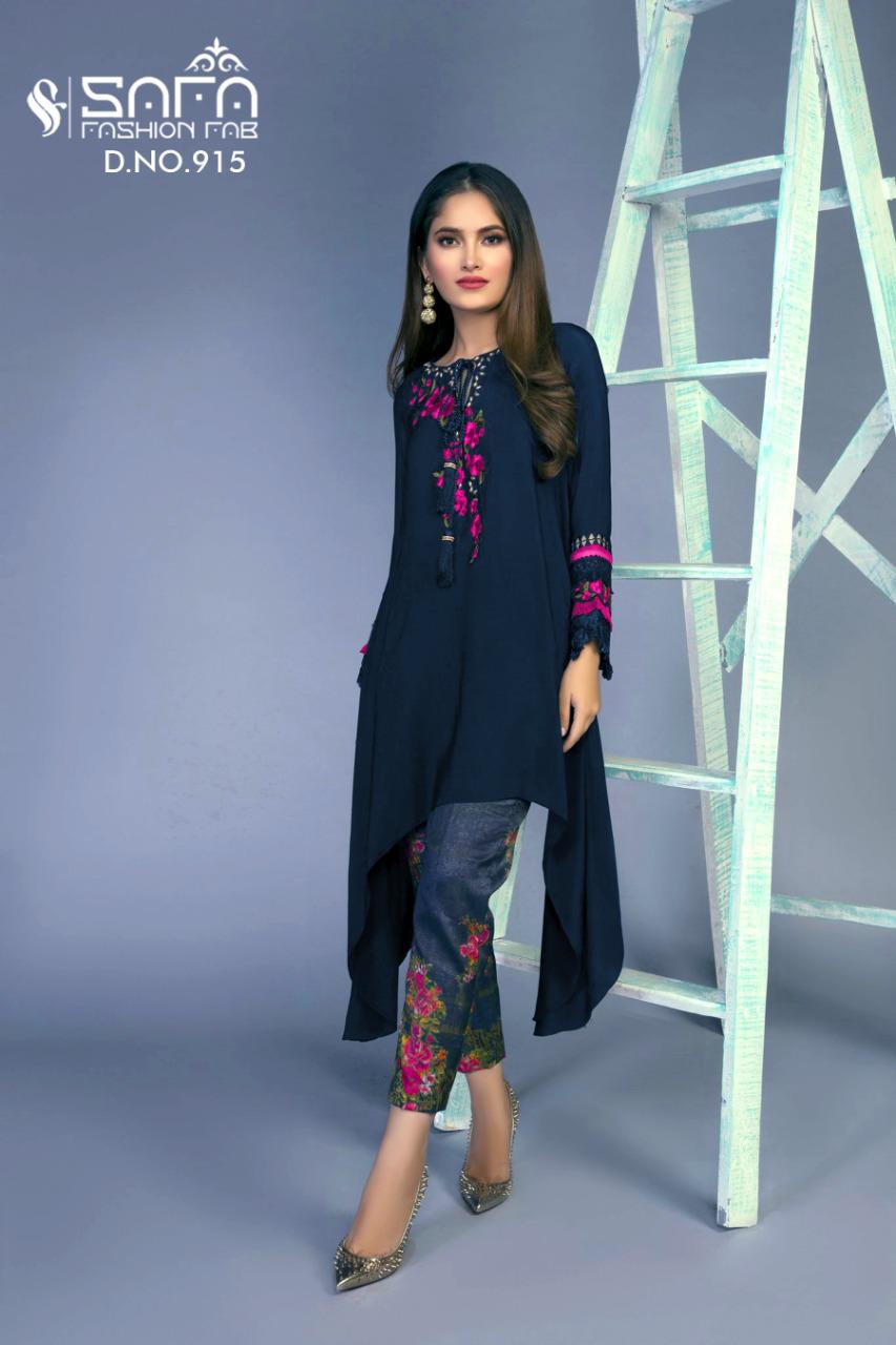 Safa Fashion Fab Series Sf-915 Pure Georgette Top With Cigarette Pant