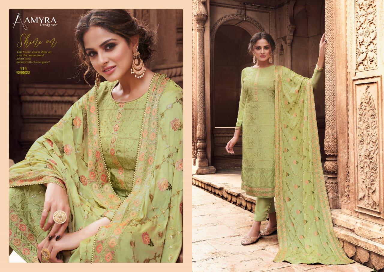 Nazrana Vol 3 By Amyra Designer Pure Viscose Chinon With Embroidery Classy Look Suits Seller