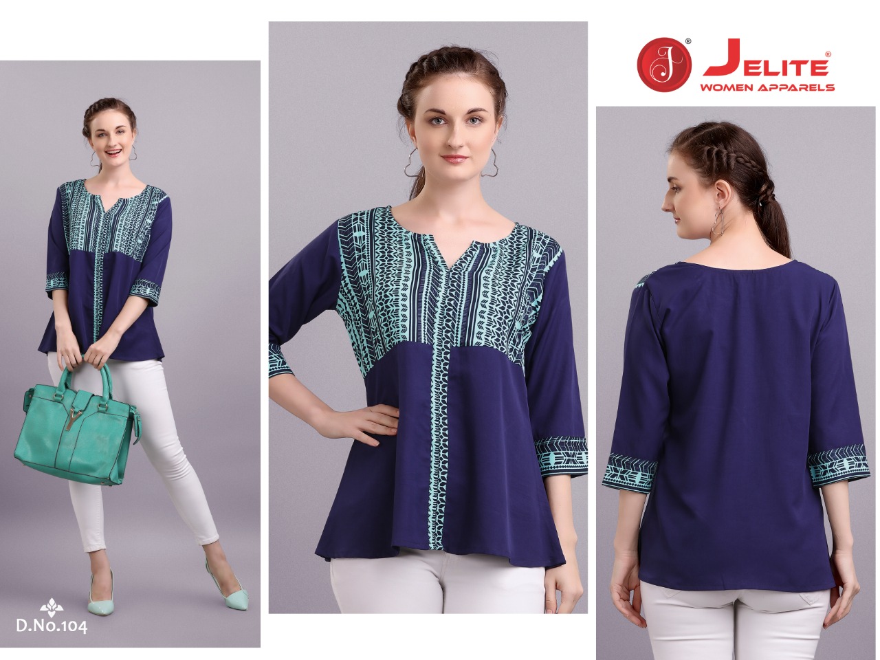 Jelite Launch Tulip Latest Polyester Crape Fashionable Short Tops For Girls Collections