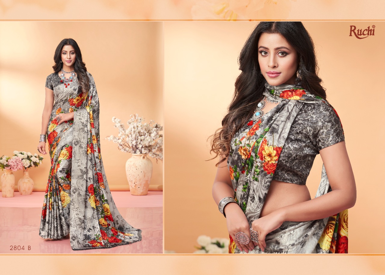 Ruchi Launching Kaashi Silk Simple Sobar Print Silk Jacquard Saree Wholesaler