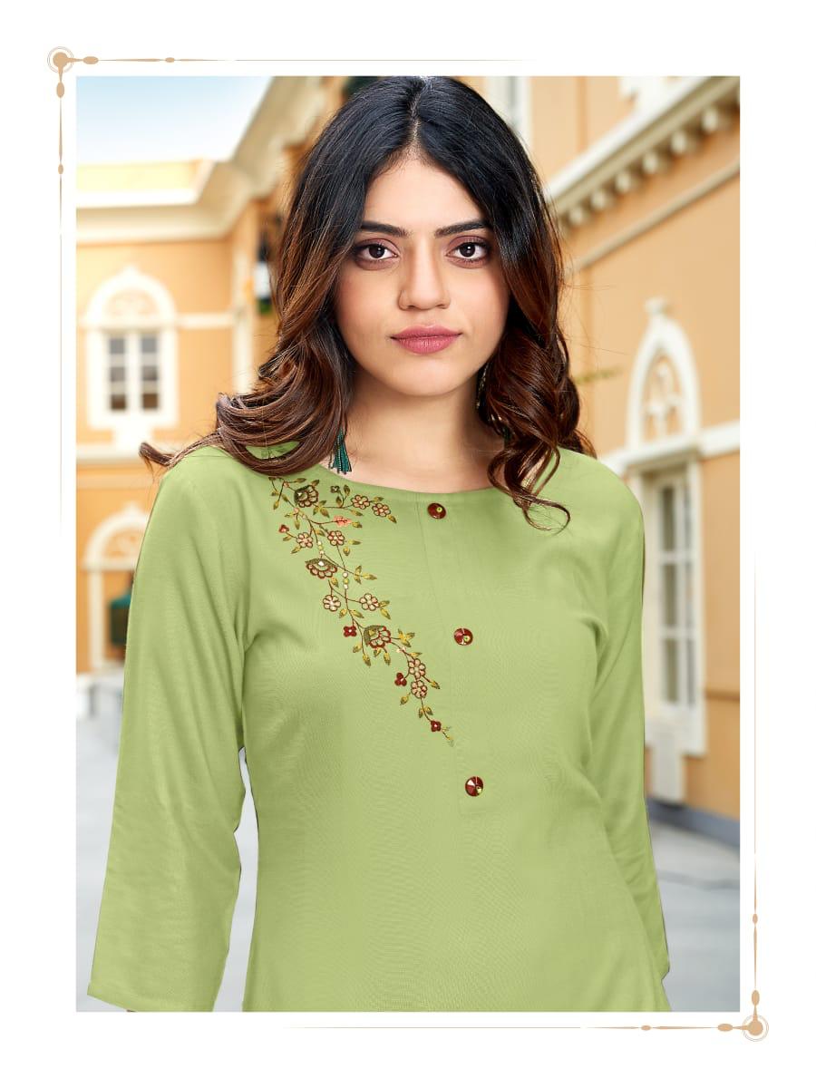 Ladies Flavour Serena Vol 2 Series 1001-1006 Rayon With Embroidery Kurti