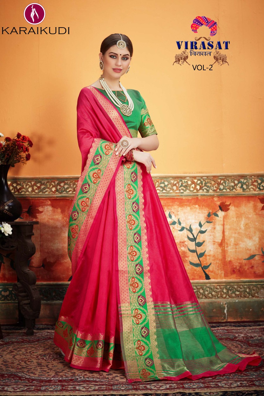 Virasat Silk Vol 2 By Karaikudi Classy Look Stylish Silk Saree For Ladies Collections