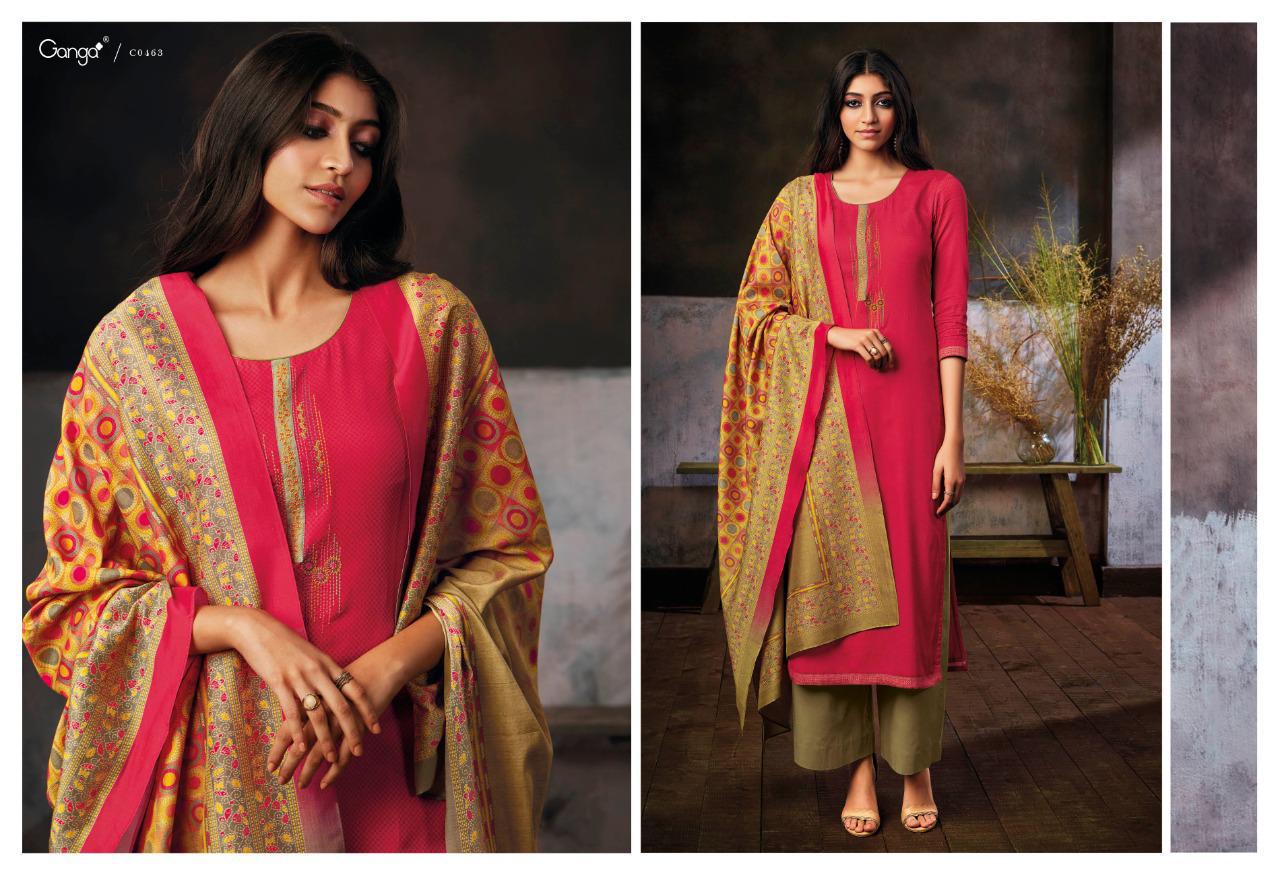 Ganga Present Hera Cotton Satin Printed Embroidery Traditional Wear Suits