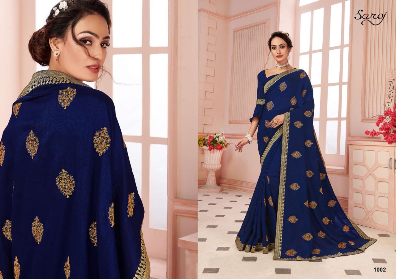 Saroj Biography Series 1001-1008 Vichitra Silk Rich Look Saree