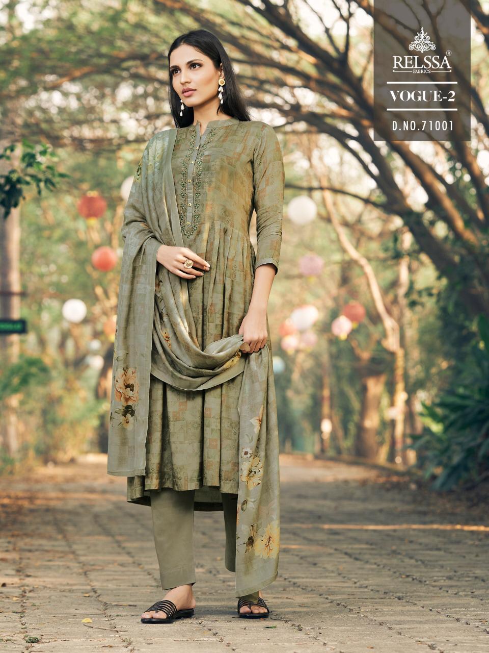 Relssa Presenting Vogue Vol 2 Pure Muslin Silk Embroidery Work Heavy Suits Trader