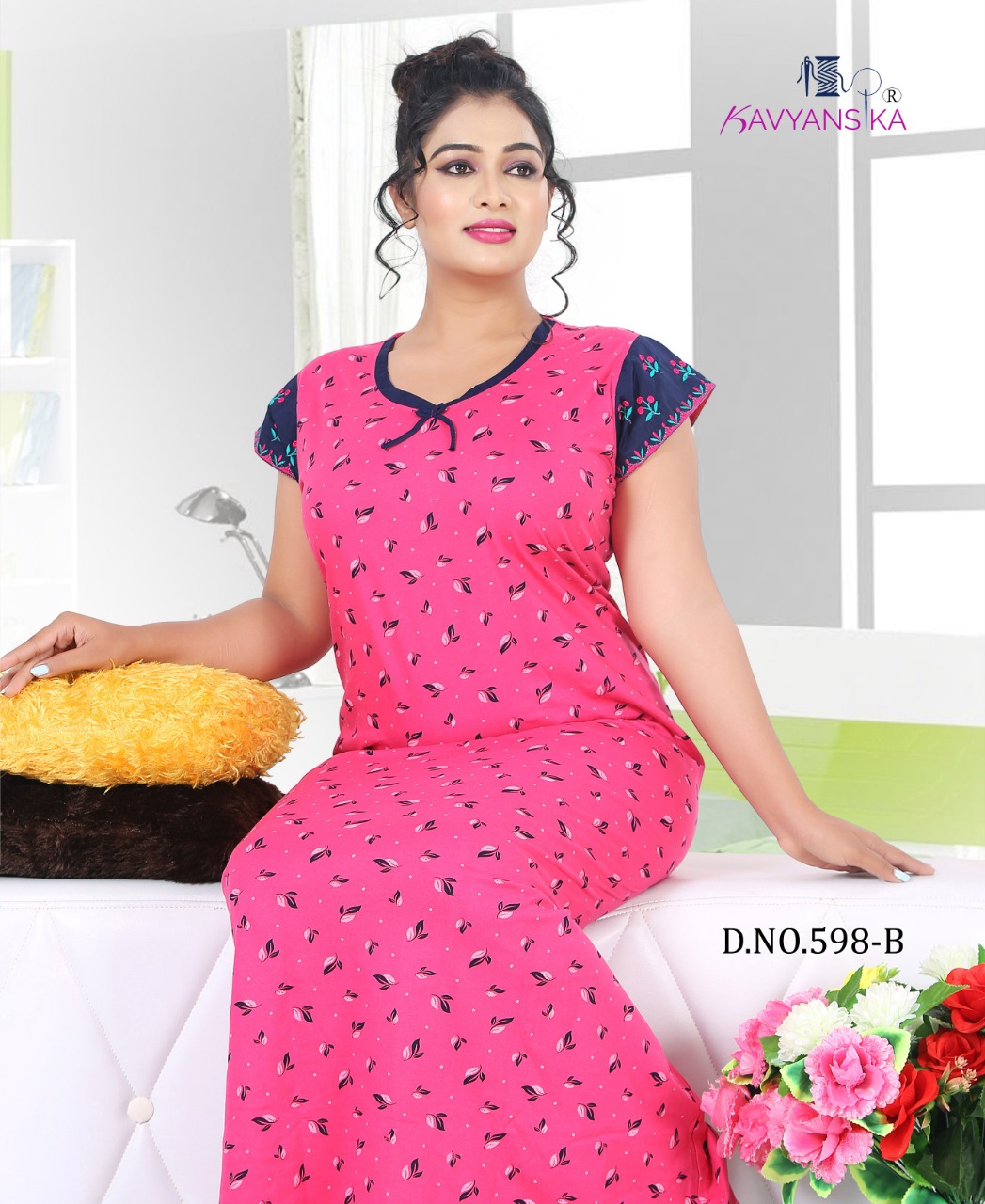 Kavyansika Vol 598 Premium Hosiery Nighty With Embroidery Collection