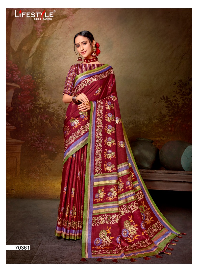 Lifestyle Shenaz Vol 3 Chanderi Silk Foil Printed Fancy Saree Wholesaler