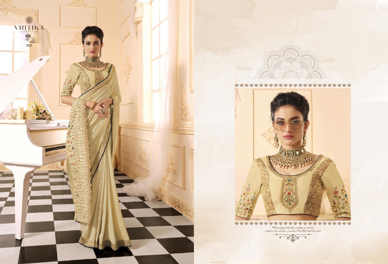 Vritika Lifestyle Sur Vol 1 Designer Wedding And Festival Wear Dola Silk Saree