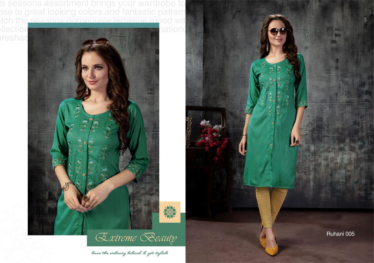 Kanasu Ruhani Series 001-008 Rayon Straight Work Classy Look Kurti